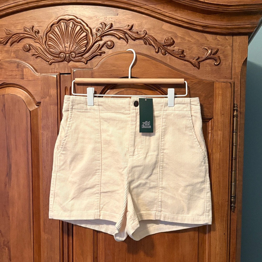 Wild Fable High Waist Cream Corduroy Shorts